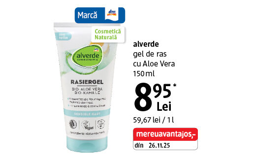 alverde gel de ras cu Aloe Vera