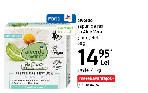 alverde săpun de ras cu Aloe Vera și mușețel