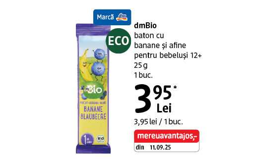 dmBio baton cu banane și afine