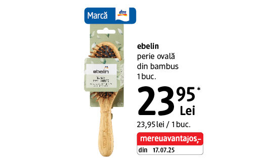 ebelin perie ovală din bambus